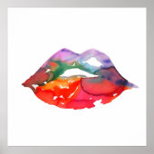 Waterverf regenbooglippen maken make-up poster (Voorkant)