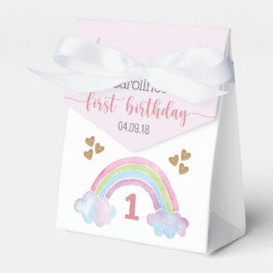 Waterverf regenbooglitter Heart Girl 1e verjaardag Bedankdoosjes