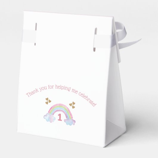 Waterverf regenbooglitter Heart Girl 1e verjaardag Bedankdoosjes (Achterkant)