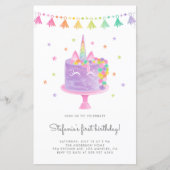 Waterverf Regenboogontrokken unicorn Cake Birthday (Voorkant)