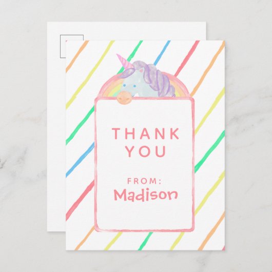 Waterverf regenboogontsteking Birthday | Dank u we Uitnodiging Briefkaart (Voorkant / Achterkant)