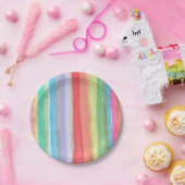 Waterverf Regenboogontsteking Stripes Gold Myrtle Papieren Bordje (Feest)