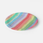 Waterverf Regenboogontsteking Stripes Gold Myrtle Papieren Bordje (Gekanteld)