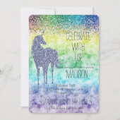 Waterverf RegenboogPaars Glitter Unicorn Kaart (Voorkant)
