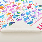 Waterverf Regenboogparaplu regenachtige dagmeisjes Sherpa Deken (3/4)