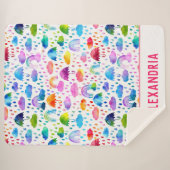 Waterverf Regenboogparaplu regenachtige dagmeisjes Sherpa Deken (Voorkant (horizontaal))