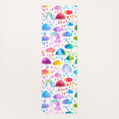 Waterverf Regenboogparaplu regenachtige dagmeisjes Yogamat (Achterkant)
