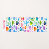 Waterverf Regenboogparaplu regenachtige dagmeisjes Yogamat (Voorkant (horizontaal))