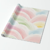 Waterverf regenboogpatroon met neutrale pastel cadeaupapier (Uitgerold)