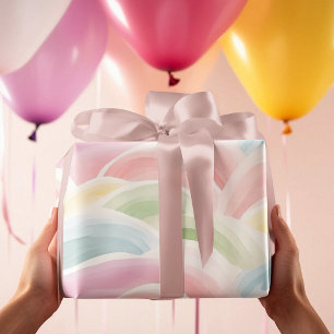Waterverf regenboogpatroon met neutrale pastel cadeaupapier