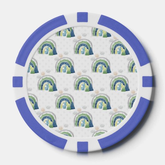 Waterverf Regenboogpatroon Poker Chips (Voorkant)