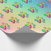 Waterverf regenboogpaw — Birthday-party afdrukken Cadeaupapier (Hoek)