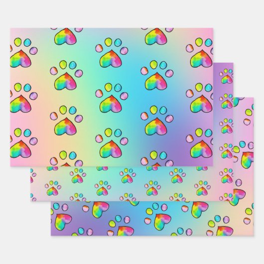 Waterverf regenboogpaw — Birthday-party afdrukken Inpakpapier Vel (Set)