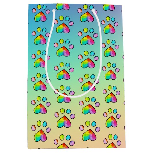 Waterverf regenboogpaw — Birthday-party afdrukken Medium Cadeauzakje (Voorkant)
