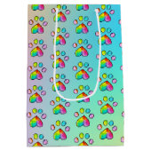 Waterverf regenboogpaw — Birthday-party afdrukken Medium Cadeauzakje (Achterkant)