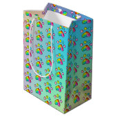 Waterverf regenboogpaw — Birthday-party afdrukken Medium Cadeauzakje (Achterkant Gekanteld)