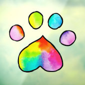 Waterverf regenboogpaw — Birthday-party afdrukken Raamsticker (Vel 3)