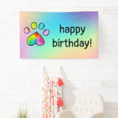 Waterverf regenboogpaw — Birthday-party afdrukken Spandoek (Insitu)