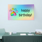 Waterverf regenboogpaw — Birthday-party afdrukken Spandoek (Beurs)