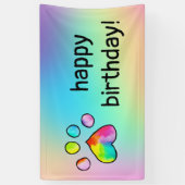 Waterverf regenboogpaw — Birthday-party afdrukken Spandoek (Verticaal)