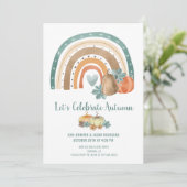 Waterverf regenboogpompoenen in het najaar kaart (Staand voorkant)