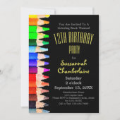 Waterverf Regenboogpotloden Kids Verjaardagsfeest Kaart (Voorkant)