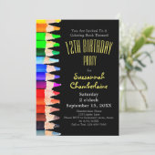 Waterverf Regenboogpotloden Kids Verjaardagsfeest Kaart (Staand voorkant)