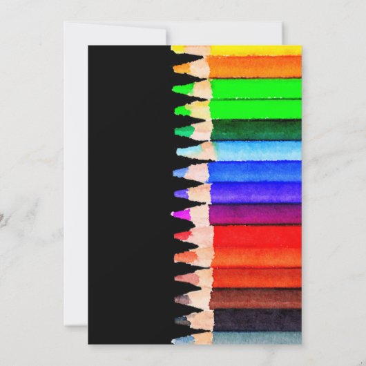 Waterverf Regenboogpotloden Kids Verjaardagsfeest Kaart (Achterkant)
