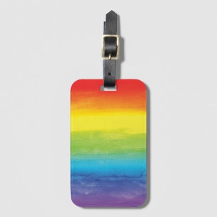 Waterverf regenboogpride, helder vibrant bagagelabel