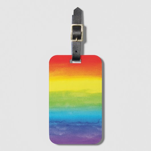 Waterverf regenboogpride, helder vibrant bagagelabel (Voorkant (verticaal))