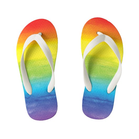 Waterverf regenboogpride, helder vibrant kinder teenslippers (Voetbed)