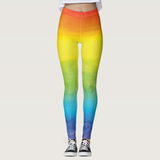 Waterverf regenboogpride, helder vibrant leggings (Voorkant)