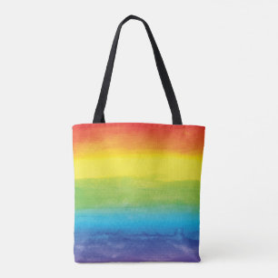 Waterverf regenboogpride, helder vibrant tote bag