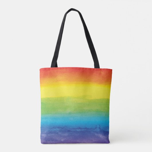 Waterverf regenboogpride, helder vibrant tote bag (Achterkant)