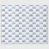 Waterverf regenboogrijen in blauw cadeaupapier (Vlak)