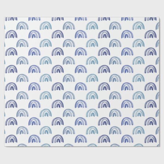 Waterverf regenboogrijen in blauw cadeaupapier (Vlak)