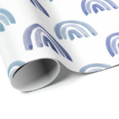 Waterverf regenboogrijen in blauw cadeaupapier (Rol Hoek)