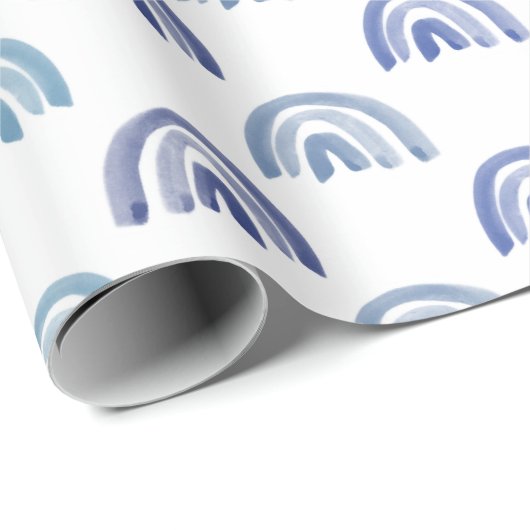 Waterverf regenboogrijen in blauw cadeaupapier (Rol Hoek)