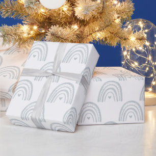 Waterverf Regenboogrijen in pastel Blauw grijs Cadeaupapier