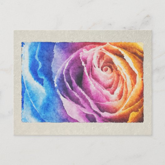 Waterverf regenboogRoos Briefkaart (Voorkant)