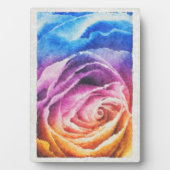 Waterverf regenboogRoos Fotoplaat (voorkant)