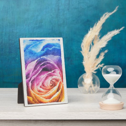 Waterverf regenboogRoos Fotoplaat (Zijkant)