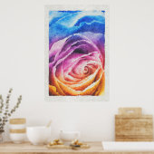 Waterverf regenboogRoos Poster (Keuken)