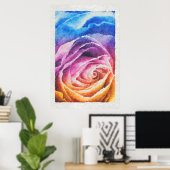 Waterverf regenboogRoos Poster (Thuiskantoor)