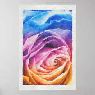 Waterverf regenboogRoos Poster