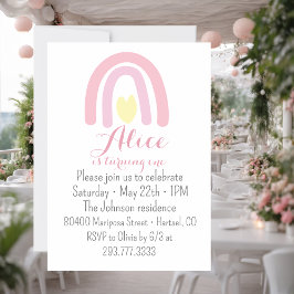 Waterverf regenboogroze gele Birthday party Kaart