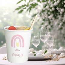 Waterverf regenboogroze gele Birthday party