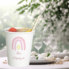 Waterverf regenboogroze gele Birthday party Papieren Bekers