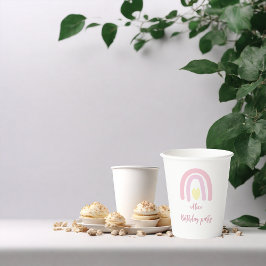 Waterverf regenboogroze gele Birthday party Papieren Bekers