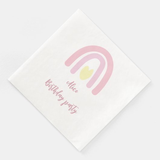 Waterverf regenboogroze gele Birthday party Servet (Hoek)